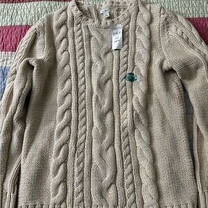 L.L. Bean Women's Oatmeal Cable Knit Sweater